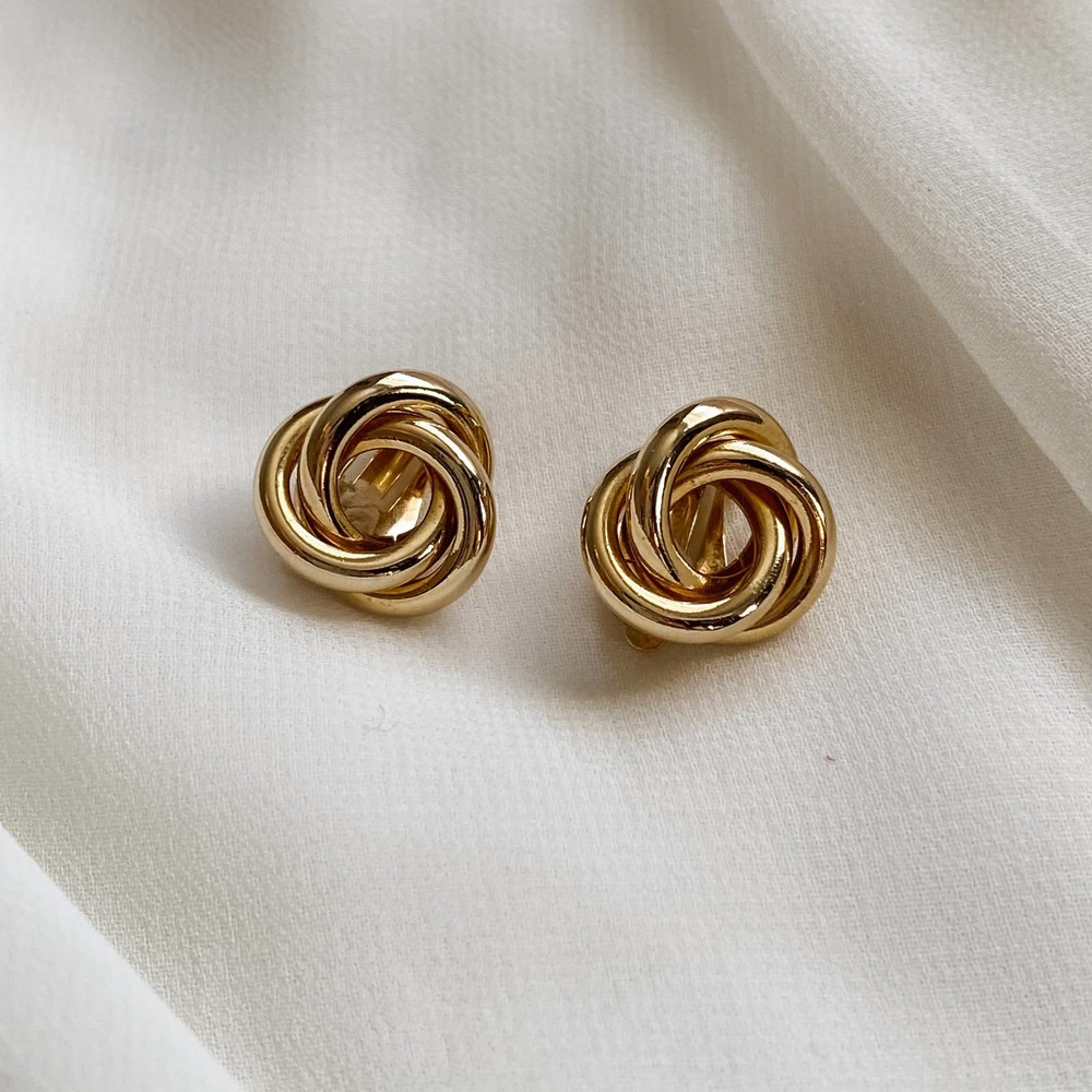 VTG Gold Woven Loose Knot Earrings